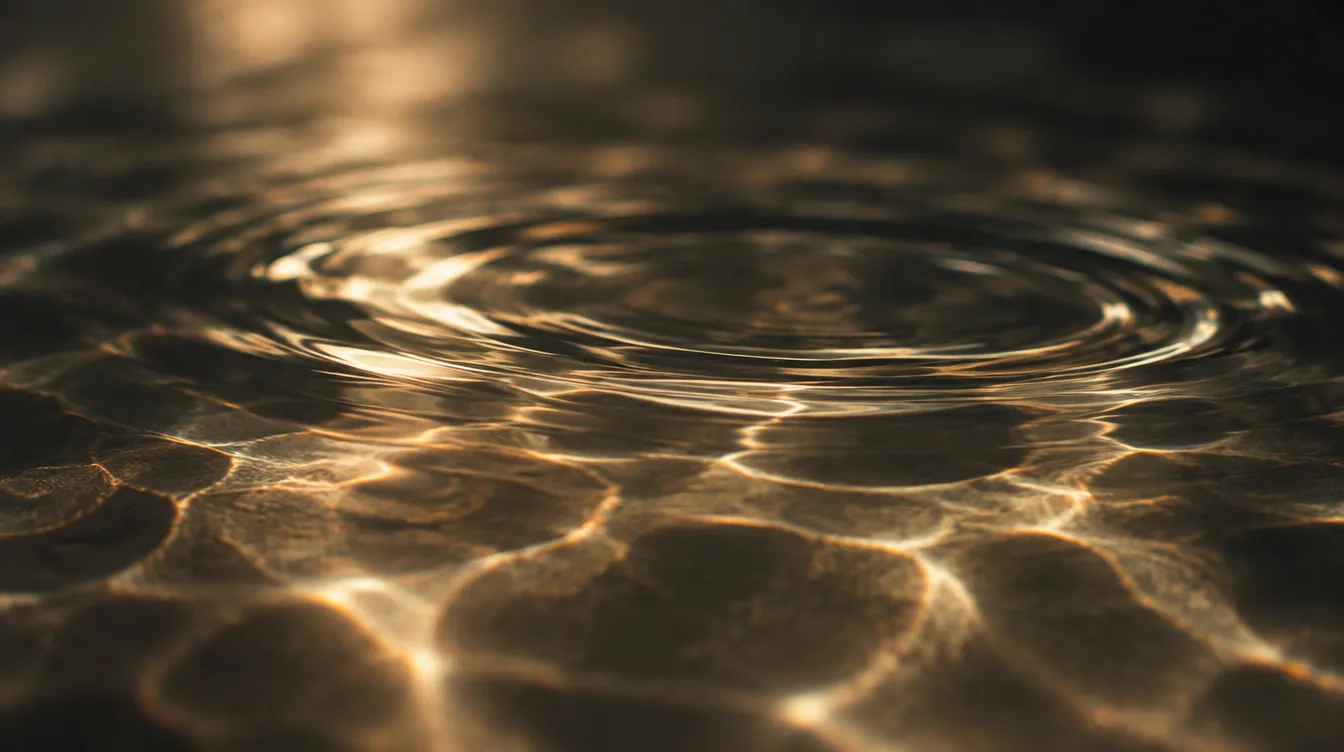 Superficie de agua en calma con la luz refractada