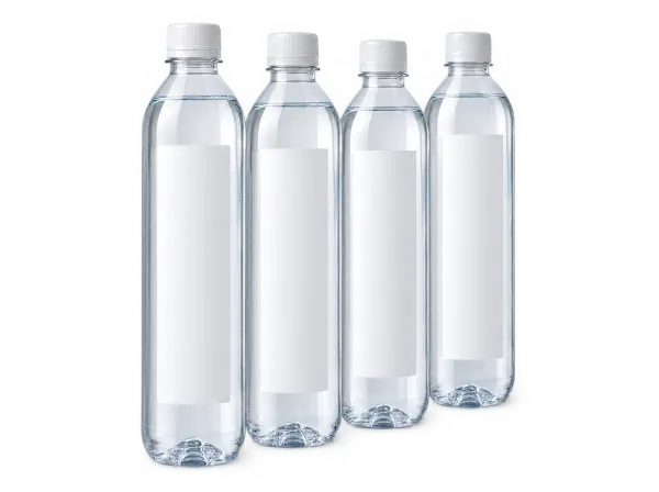 Cuatro botellas de agua alcalina sin marca