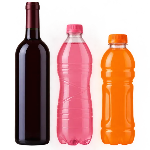 Vino, bebida dulce y bebida energética